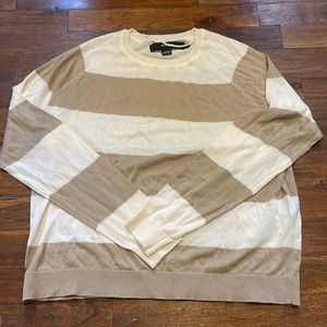 Tan & White Striped Sweater